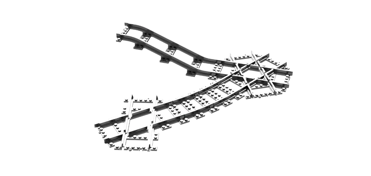 Lego-compatible train track with points and switches